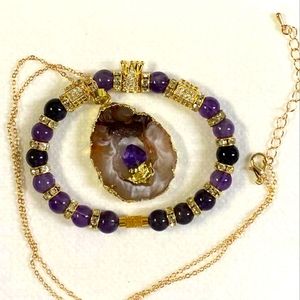 Natural Handmade Amethyst Bracelet set